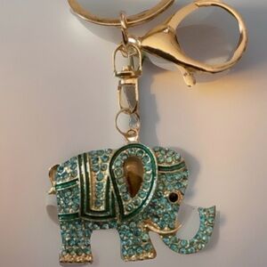 Blue Crystal Elephant Rhinestone Keychain Bag Charm